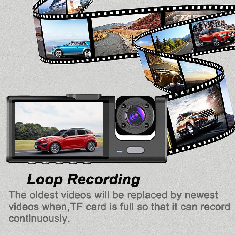Cámara de salpicadero Dvr 2/3 para coche,amara coche delantera grabar,camara para vehiculo,dashcam coche, grabadora de vídeo frontal y trasera con visión nocturna IR, 1080P