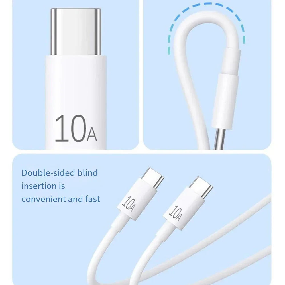 Cable Universal USB C a USB tipo C de 120W, carga rápida PD de 10A para iPhone 15, iPad, Samsung, Xiaomi, Huawei, línea de datos Dual tipo C