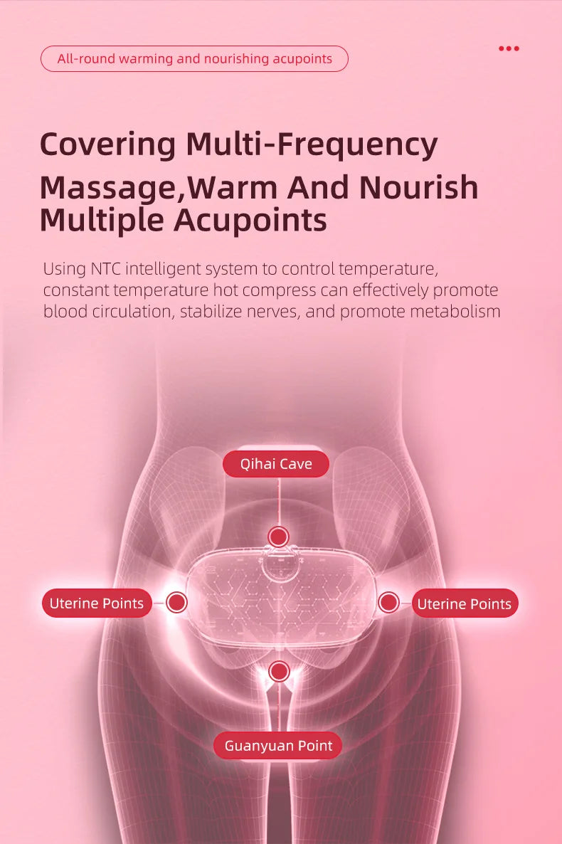 Cinturón calefactor, almohadillas térmicas menstruales, cinturón de alivio del período de compresión caliente, masaje de calefacción Abdominal recargable por USB