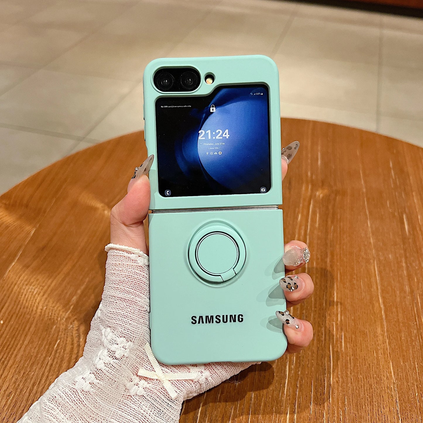 Funda de teléfono con soporte de anillo de silicona líquida de Color caramelo oficial de lujo Samsung Galaxy Z Flip 7 6 5 4 3 funda protectora a prueba de golpes