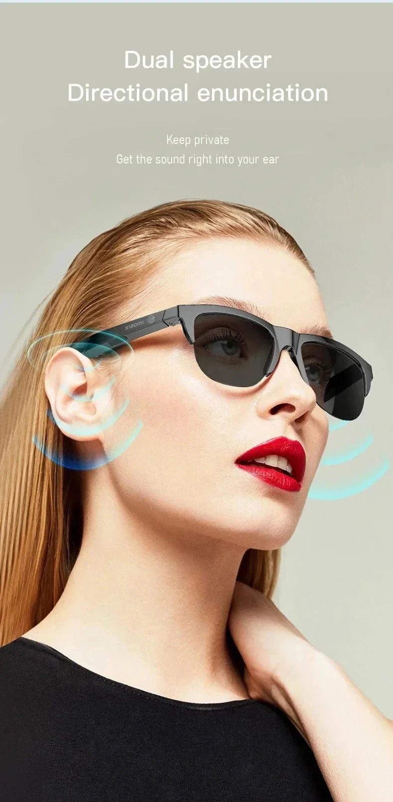 Original mijia Xiaomi gafas de sol inteligentes gafas Bluetooth llamada deportes al aire libre auriculares HIFI luz azul impermeable Anti-UV con micrófono