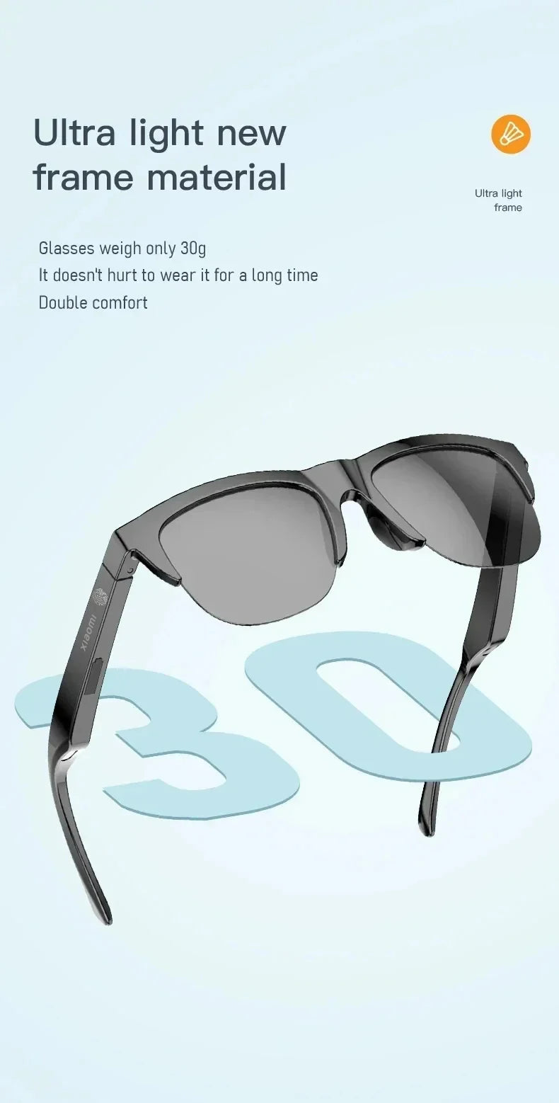 Original mijia Xiaomi gafas de sol inteligentes gafas Bluetooth llamada deportes al aire libre auriculares HIFI luz azul impermeable Anti-UV con micrófono