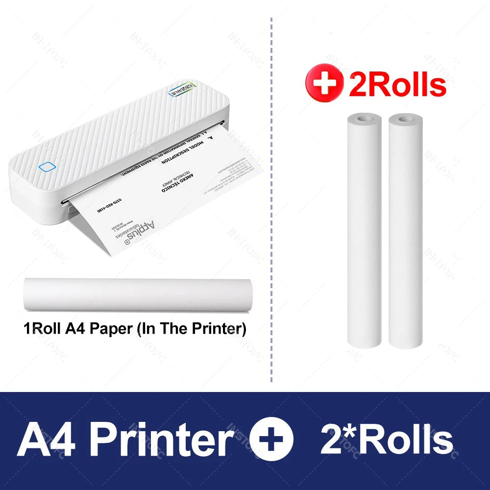 Impresora térmica portátil A4, Bluetooth, fotos, PDF, máquina de impresión de documentos, trabajo, hogar, escuela, viajes