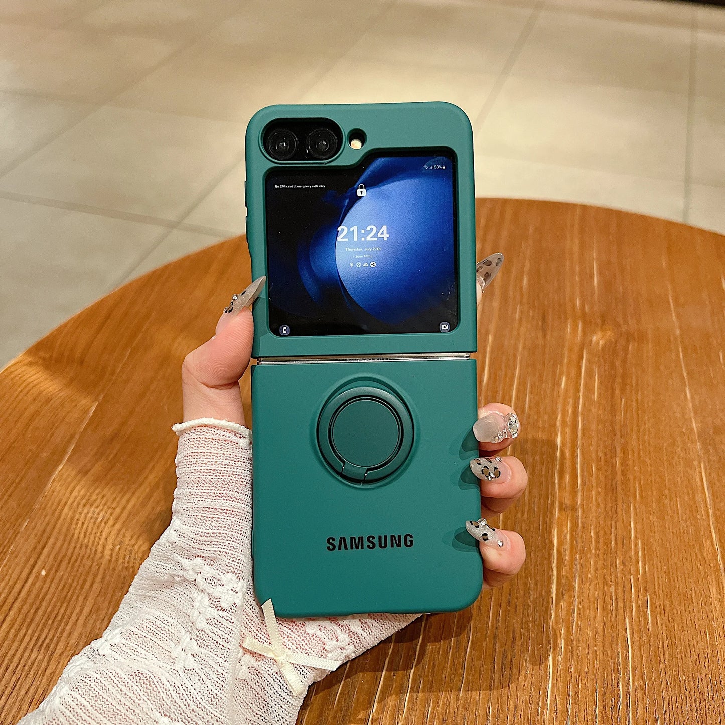 Funda de teléfono con soporte de anillo de silicona líquida de Color caramelo oficial de lujo Samsung Galaxy Z Flip 7 6 5 4 3 funda protectora a prueba de golpes