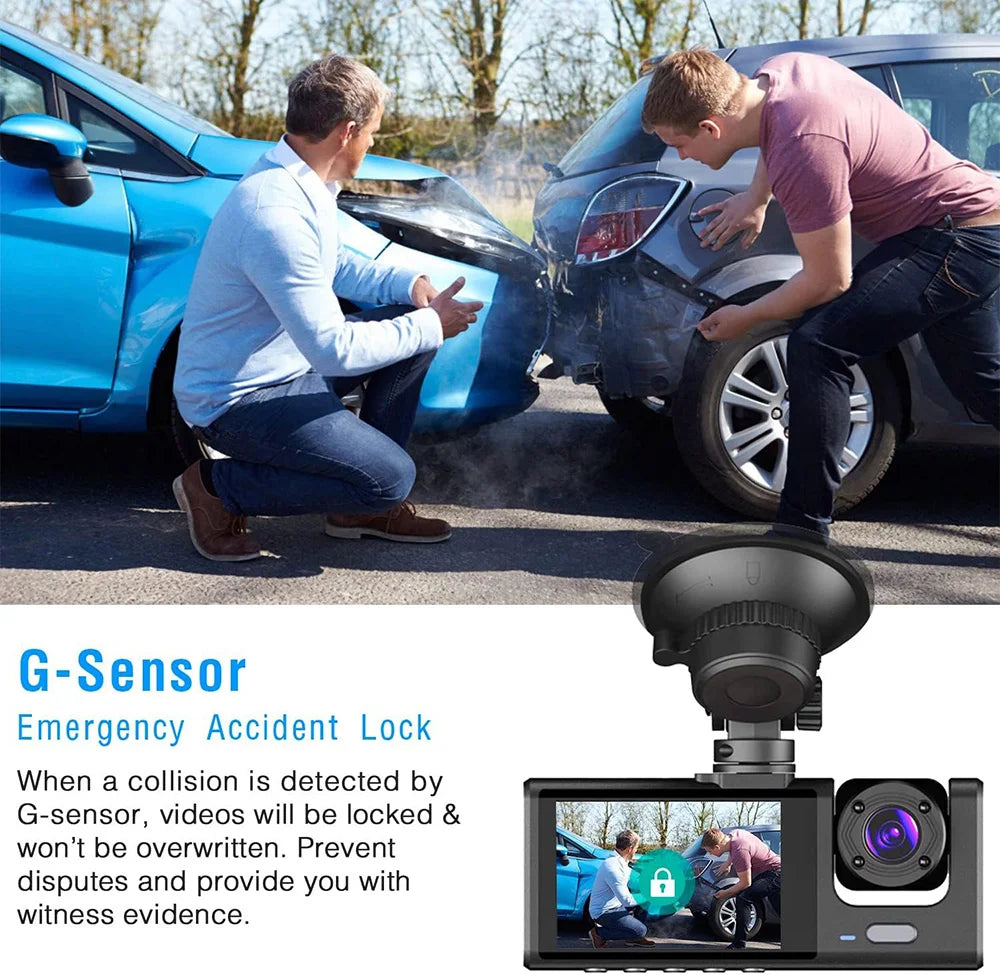 Cámara de salpicadero Dvr 2/3 para coche,amara coche delantera grabar,camara para vehiculo,dashcam coche, grabadora de vídeo frontal y trasera con visión nocturna IR, 1080P
