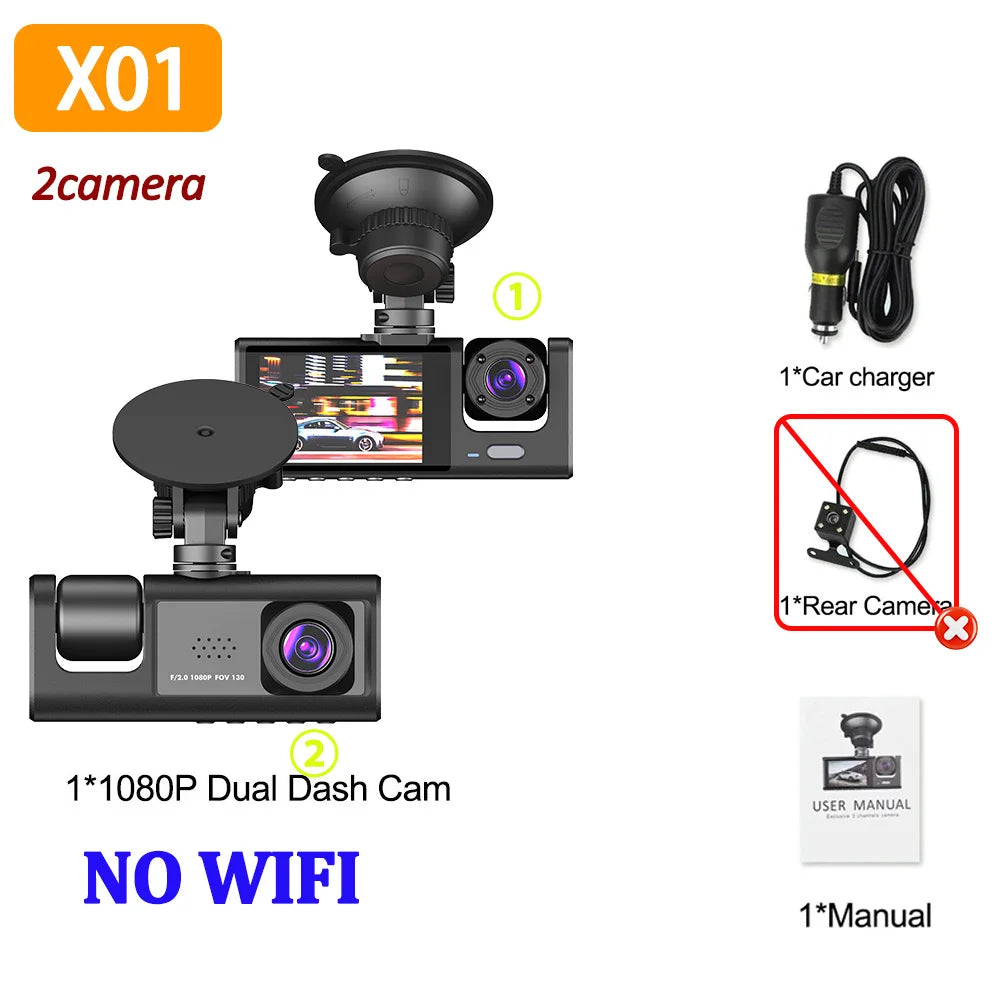 Cámara de salpicadero Dvr 2/3 para coche,amara coche delantera grabar,camara para vehiculo,dashcam coche, grabadora de vídeo frontal y trasera con visión nocturna IR, 1080P
