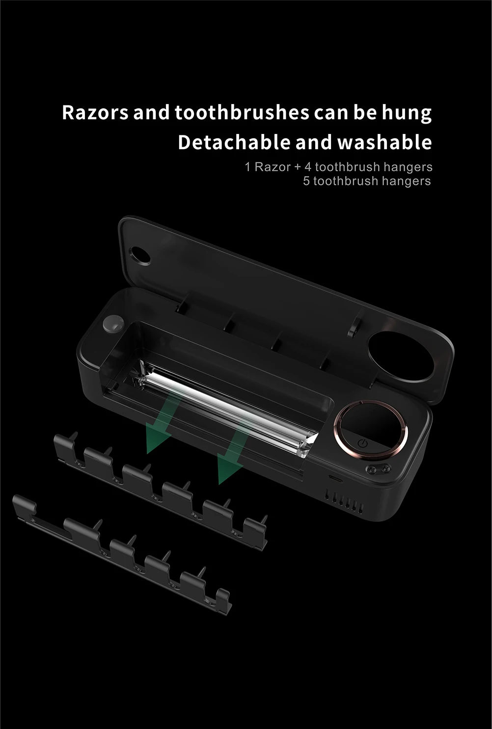 Nuevo Xiaomi UV cepillo de dientes navaja almacenamiento esterilizador pantalla LED soporte para cepillo de dientes recargable montaje en pared con accesorios de baño