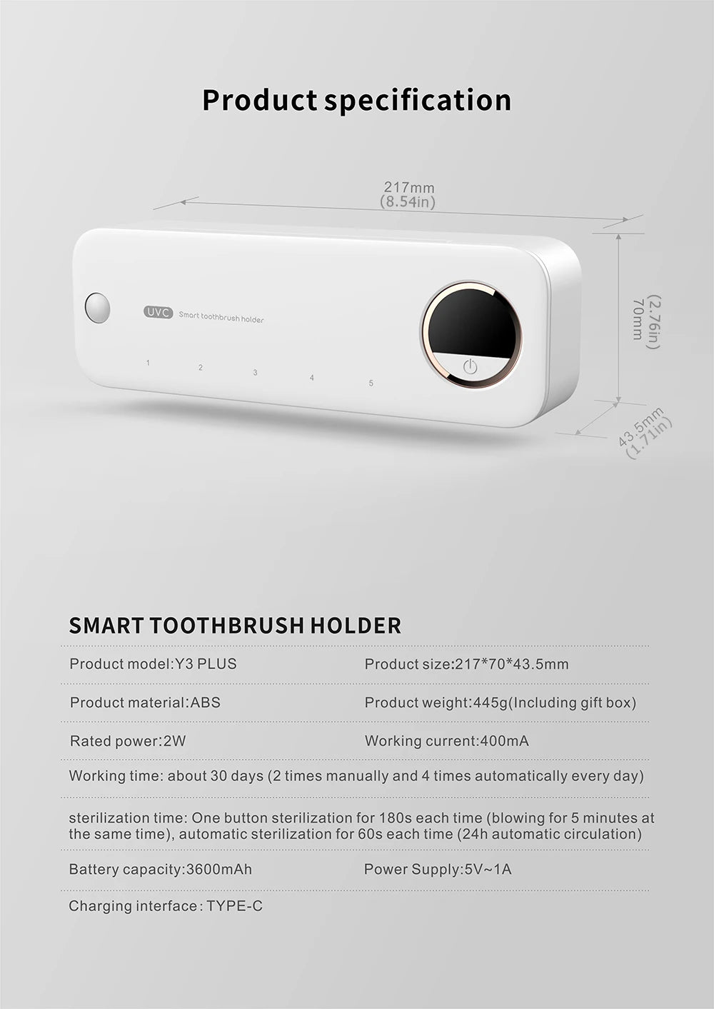 Nuevo Xiaomi UV cepillo de dientes navaja almacenamiento esterilizador pantalla LED soporte para cepillo de dientes recargable montaje en pared con accesorios de baño