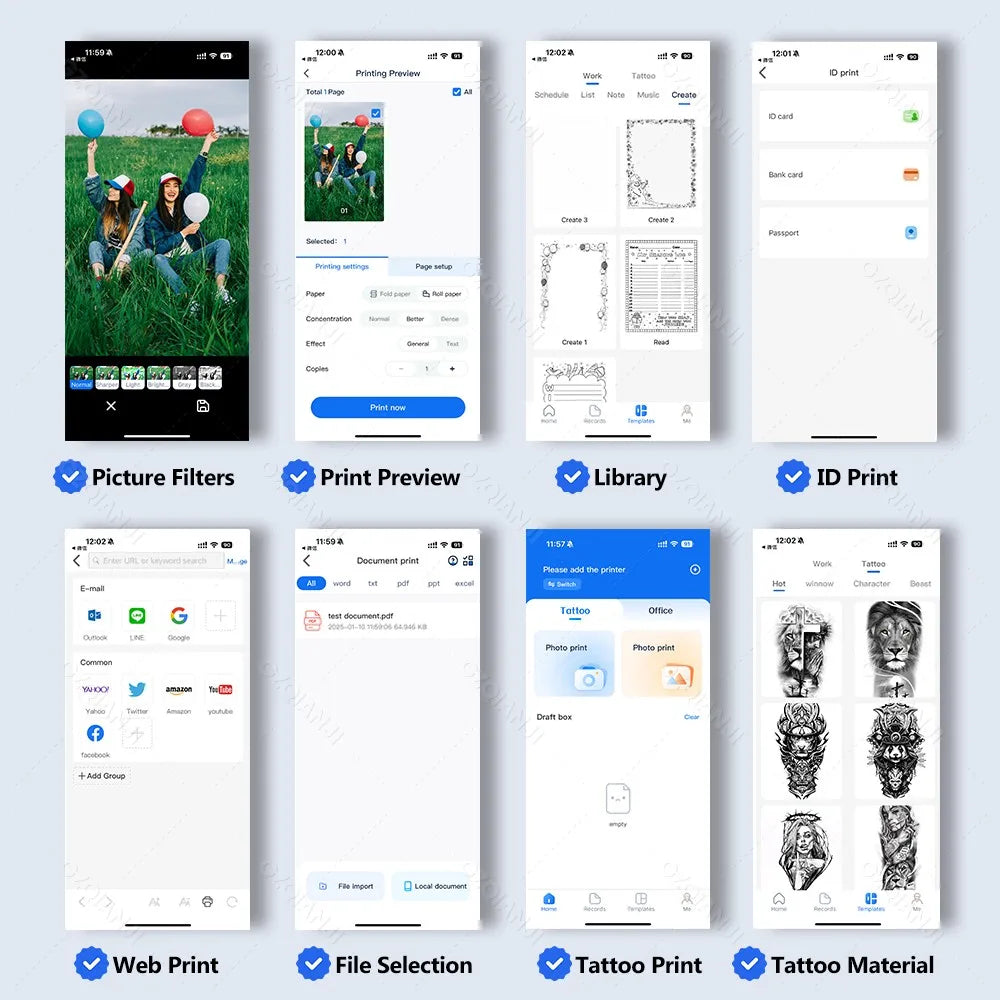 Impresora térmica portátil A4, Bluetooth, fotos, PDF, máquina de impresión de documentos, trabajo, hogar, escuela, viajes