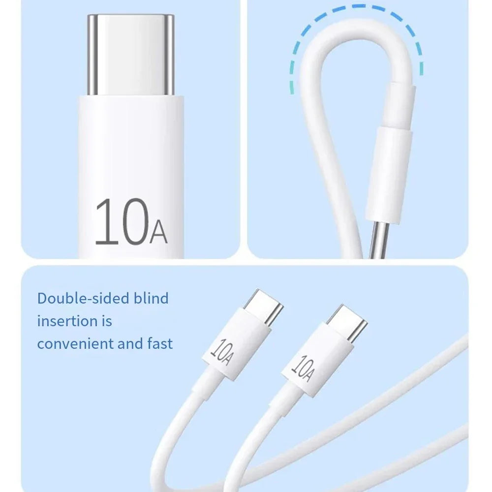 Cable Universal USB C a USB tipo C de 120W, carga rápida PD de 10A para iPhone 15, iPad, Samsung, Xiaomi, Huawei, línea de datos Dual tipo C