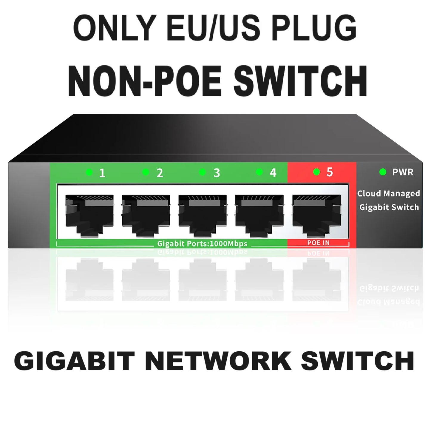 Conmutador Ethernet Gigabit gestionado por la nube, conmutador de red de 8 puertos, 48V, extensor de red POE de escritorio, 100/1000Mbps, SFP, interruptor gestionado por aplicación