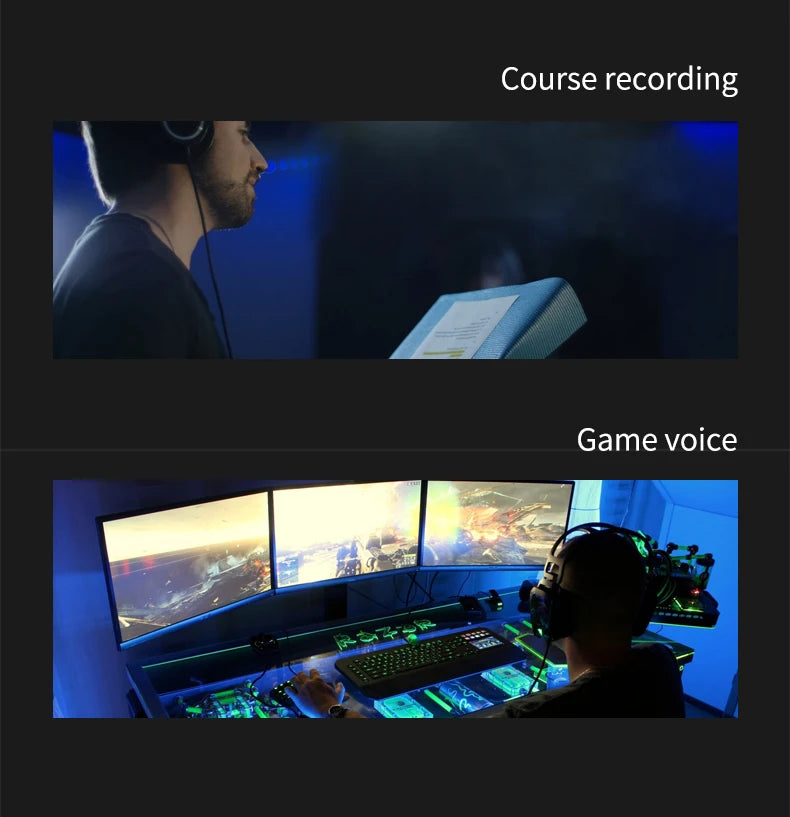 Micrófono USB para juegos, micrófono para PC, Mac, PS4/5, micrófono de Podcast con Monitor silencioso RGB, reducción de ruido para grabar Streaming