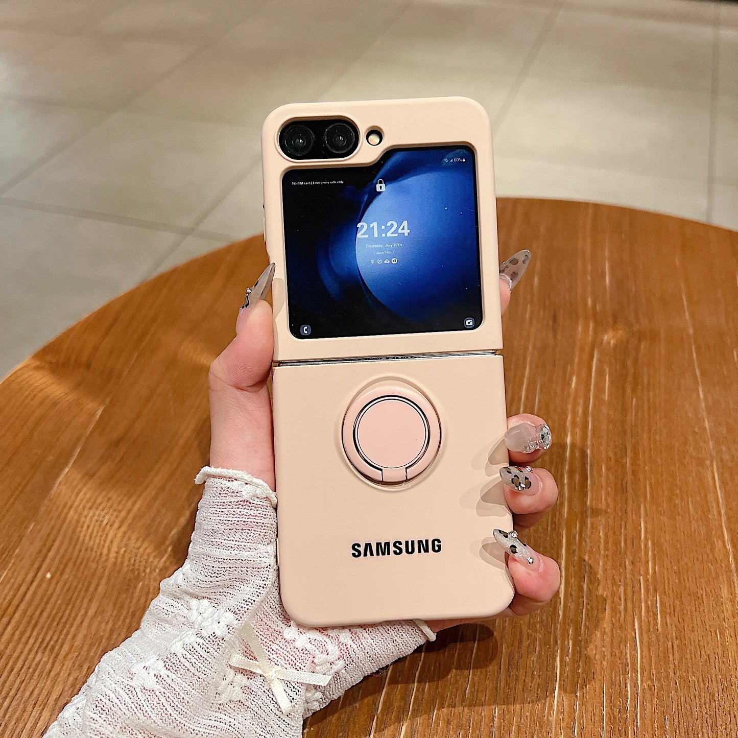 Funda de teléfono con soporte de anillo de silicona líquida de Color caramelo oficial de lujo Samsung Galaxy Z Flip 7 6 5 4 3 funda protectora a prueba de golpes