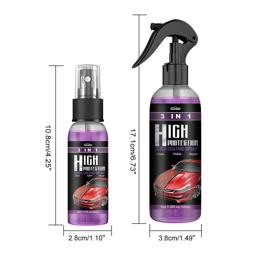 Espray de alta protección 3 en 1 para revestimiento de cerámica, aerosol de pulido de cera para coche, reparación rápida de arañazos finos, actualización de plástico