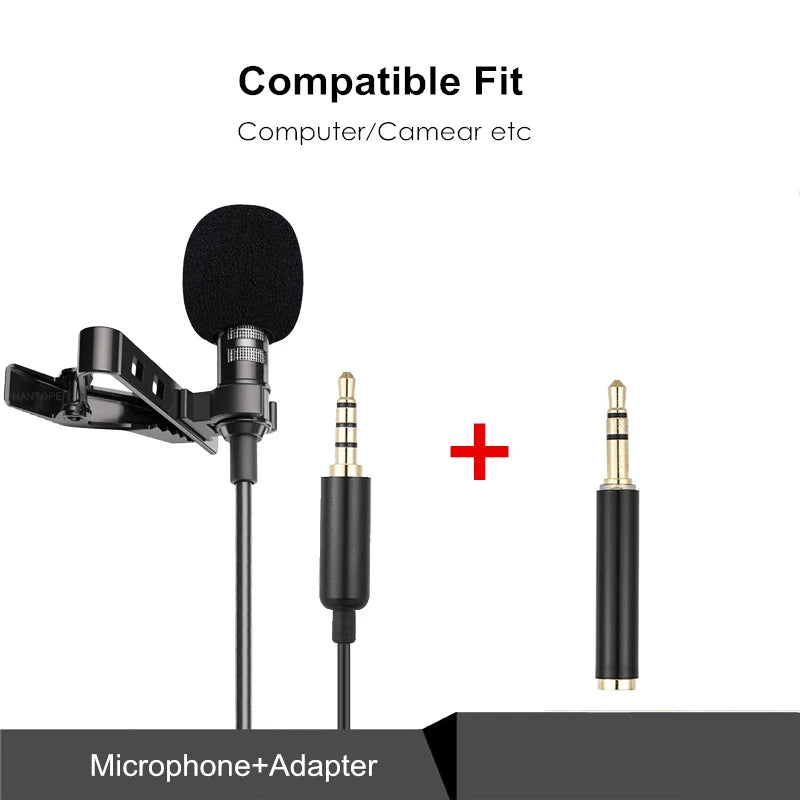 Mini micrófono Lavalier portátil, línea de cable manos libres de 3,5mm, micrófono omnidireccional para ordenador, portátil, teléfono móvil