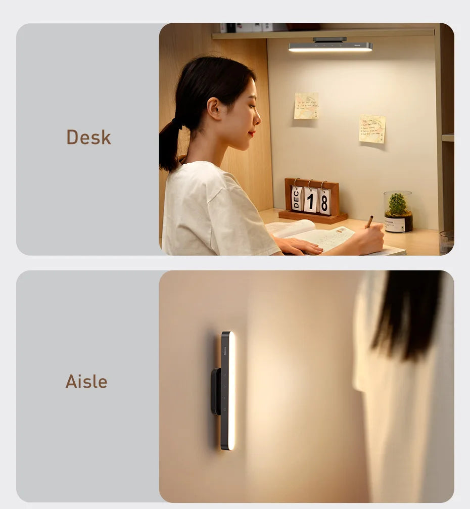 Lámpara de mesa LED magnética colgante, luz nocturna con atenuación continua, recargable para armario, dormitorio, cocina