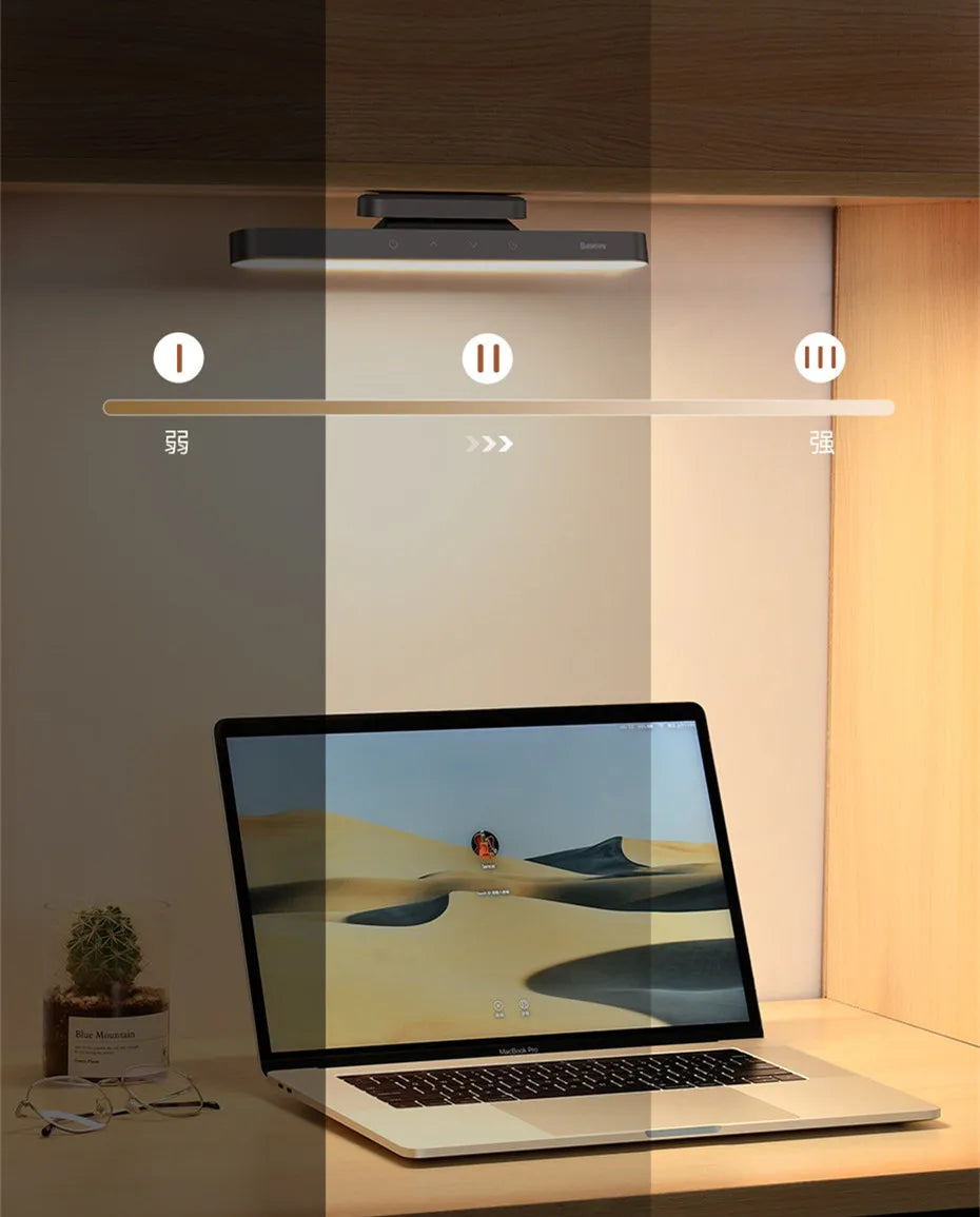 Lámpara de mesa LED magnética colgante, luz nocturna con atenuación continua, recargable para armario, dormitorio, cocina
