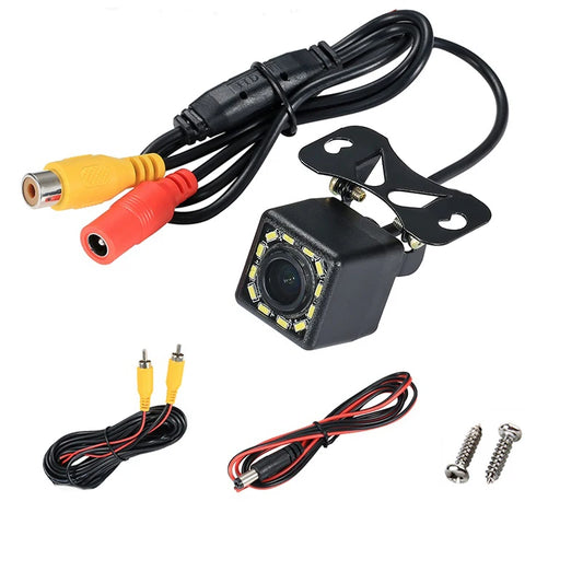Cámara de Visión Trasera Gran Angular para Coche, Videocámara de Marcha Atrás, Visión Noctura, 12 LED, Dispositivo de Aparcamiento