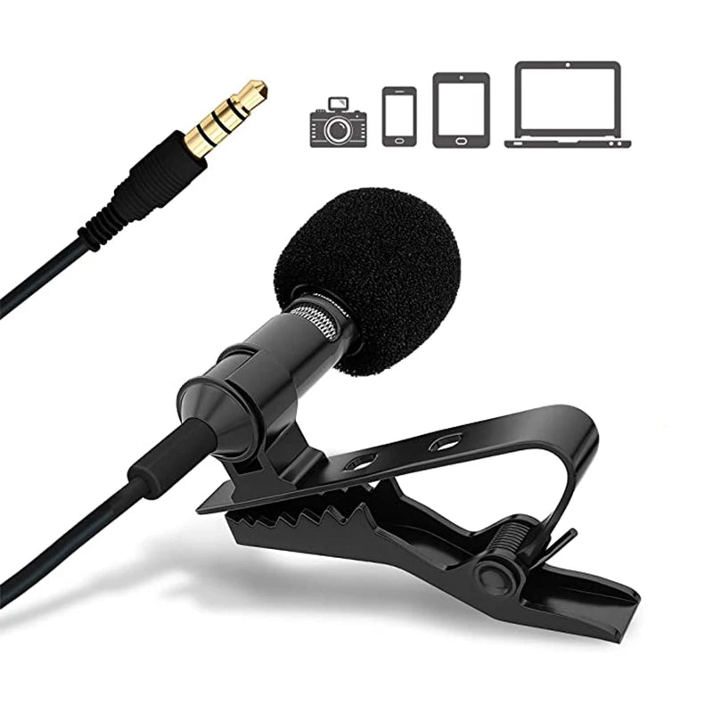 Mini micrófono Lavalier portátil, línea de cable manos libres de 3,5mm, micrófono omnidireccional para ordenador, portátil, teléfono móvil