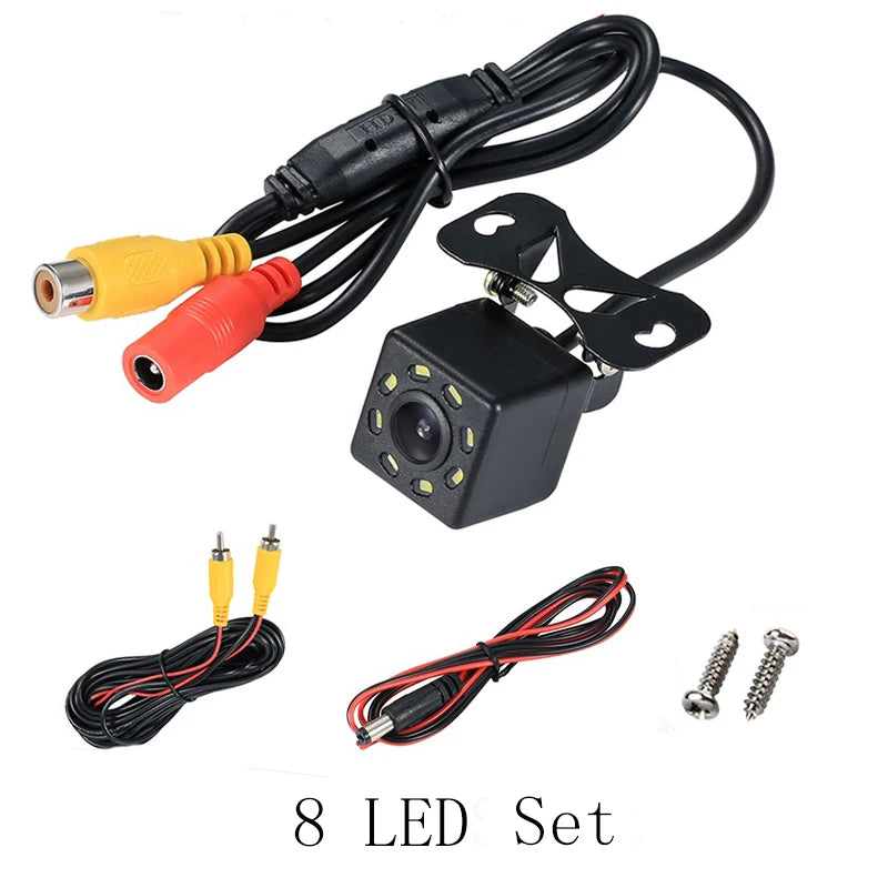 Cámara de Visión Trasera Gran Angular para Coche, Videocámara de Marcha Atrás, Visión Noctura, 12 LED, Dispositivo de Aparcamiento