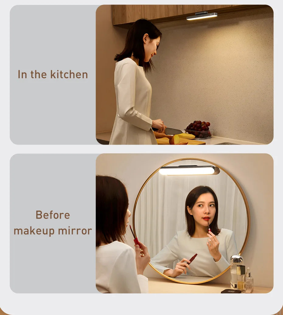 Lámpara de mesa LED magnética colgante, luz nocturna con atenuación continua, recargable para armario, dormitorio, cocina