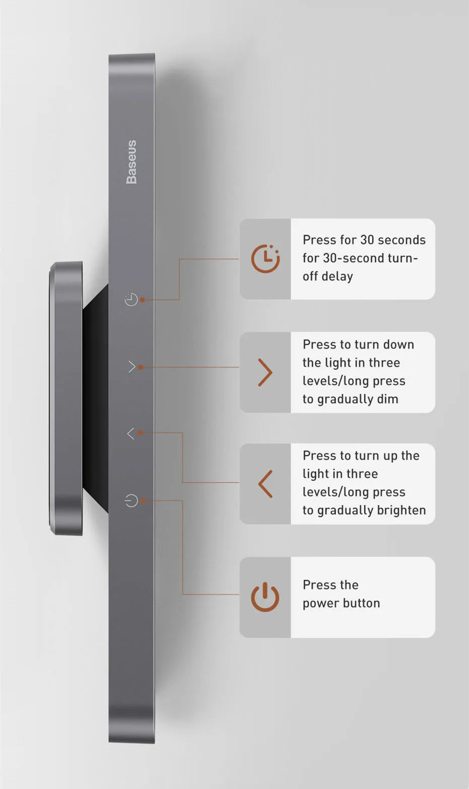 Lámpara de mesa LED magnética colgante, luz nocturna con atenuación continua, recargable para armario, dormitorio, cocina