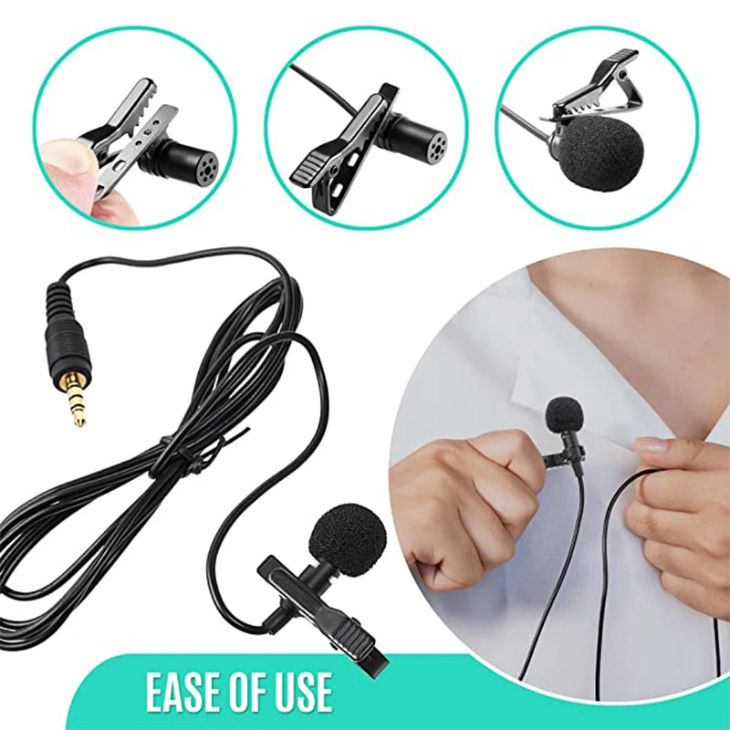 Mini micrófono Lavalier portátil, línea de cable manos libres de 3,5mm, micrófono omnidireccional para ordenador, portátil, teléfono móvil