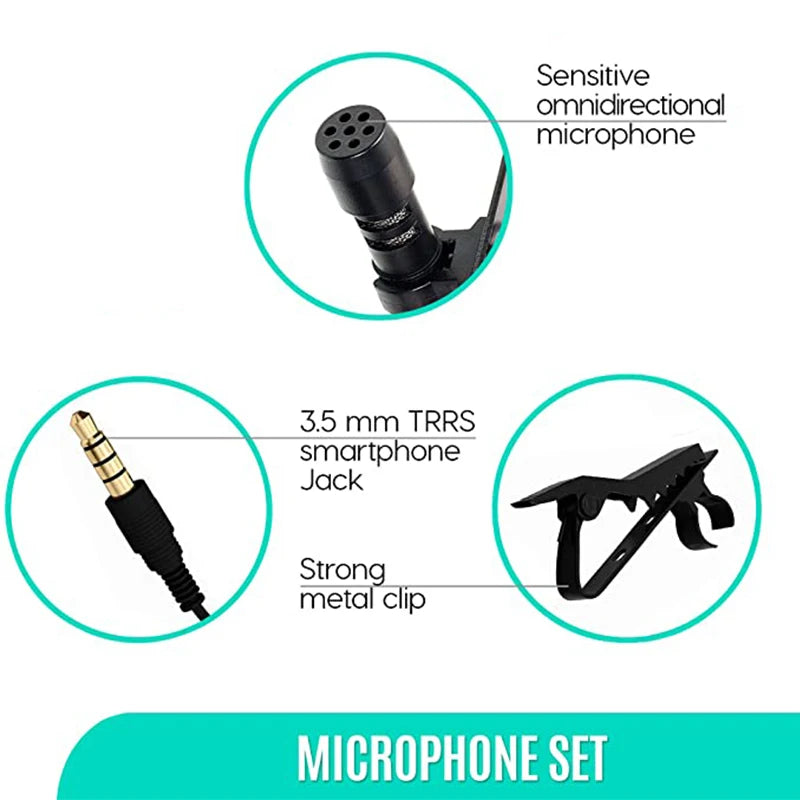 Mini micrófono Lavalier portátil, línea de cable manos libres de 3,5mm, micrófono omnidireccional para ordenador, portátil, teléfono móvil