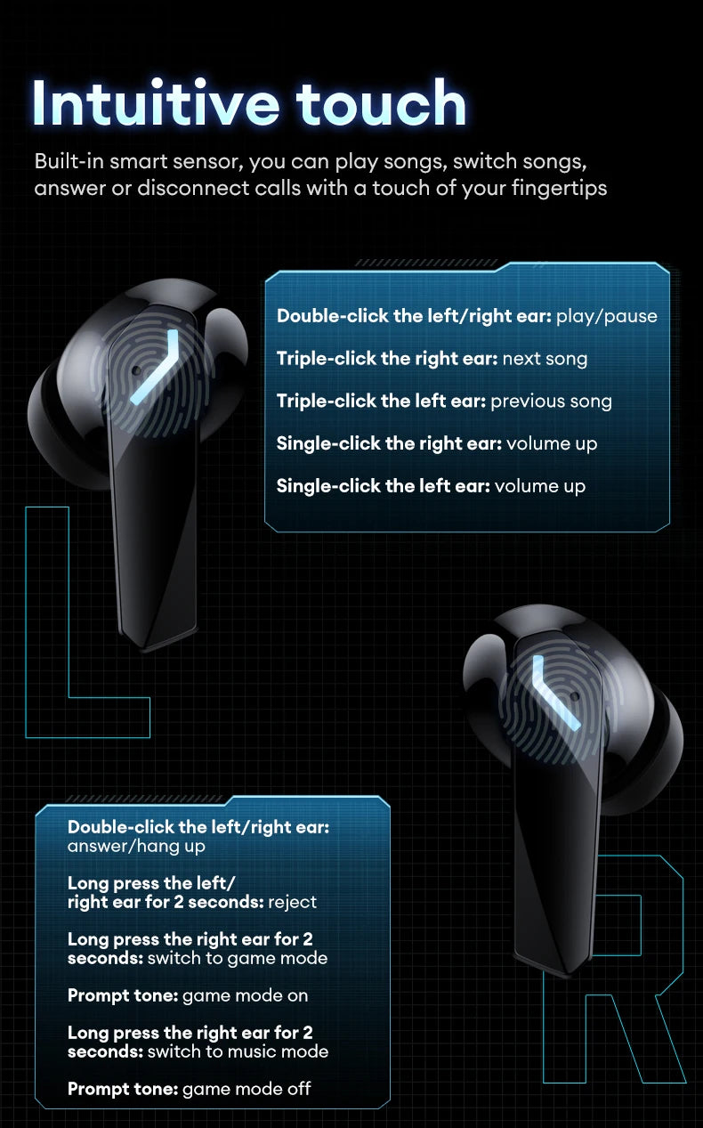 Nuevo Lenovo GM2 PRO MAX auriculares inalámbricos Bluetooth 5,4 pantalla Digital LED auriculares impermeables con cancelación de ruido auriculares para juegos