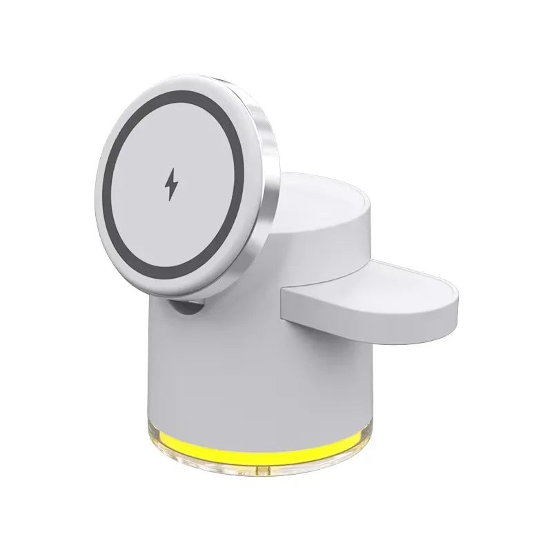 Cargador inalámbrico 4 en 1 QI2, base de carga rápida, luz nocturna para Magsafe iPhone 16 15 14 Pro Max Airpods Pro 2-8 Apple Watch