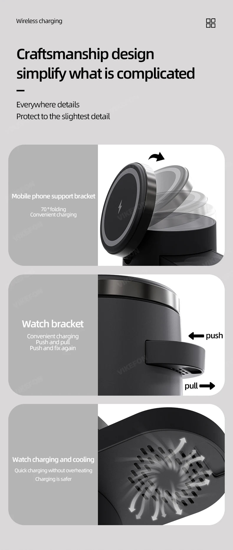 Cargador inalámbrico 4 en 1 QI2, base de carga rápida, luz nocturna para Magsafe iPhone 16 15 14 Pro Max Airpods Pro 2-8 Apple Watch
