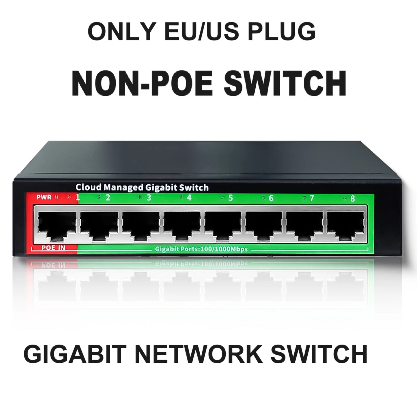 Conmutador Ethernet Gigabit gestionado por la nube, conmutador de red de 8 puertos, 48V, extensor de red POE de escritorio, 100/1000Mbps, SFP, interruptor gestionado por aplicación