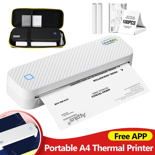 Impresora térmica portátil A4, Bluetooth, fotos, PDF, máquina de impresión de documentos, trabajo, hogar, escuela, viajes