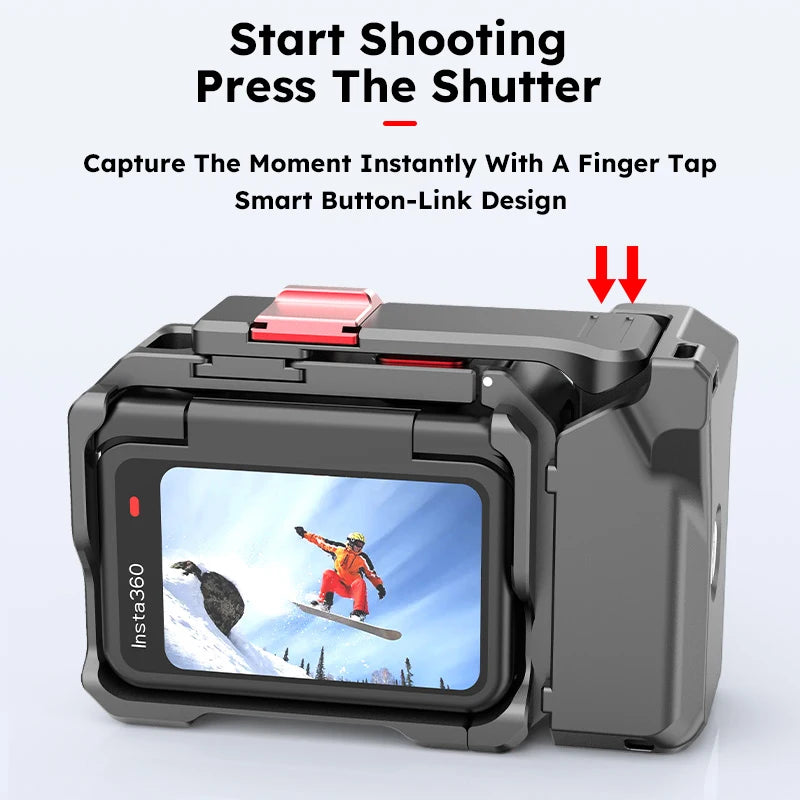Kit de agarre de fotografía de calle de metal para Insta360 Ace Pro 2/Pro Xplorer Kit con mango ergonómico de liberación rápida de 1/4"