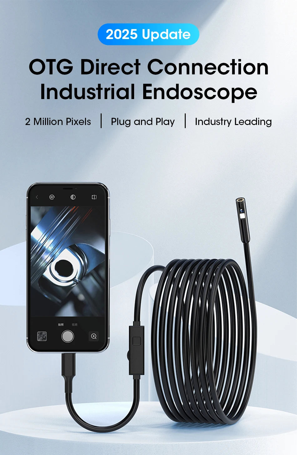 Cámara endoscópica de 8,0 MM IP68 impermeable 8 LED ajustables para IOS Android cámaras boroscopio de inspección flexibles herramientas automotrices