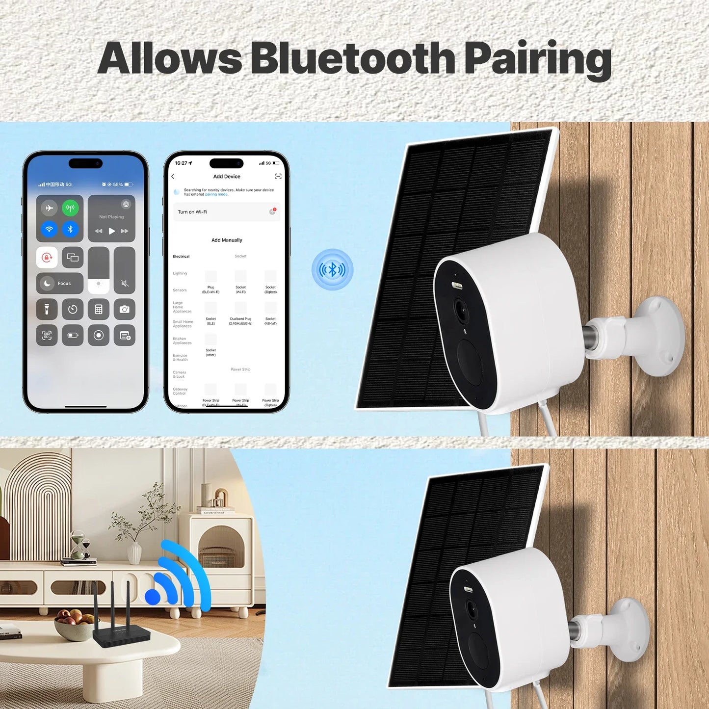 Cámara de seguridad HD inteligente carga Solar IP65 impermeable a todo Color visión nocturna funciona con Alexa Google Home, MOES Tuya WiFi 4MP HD