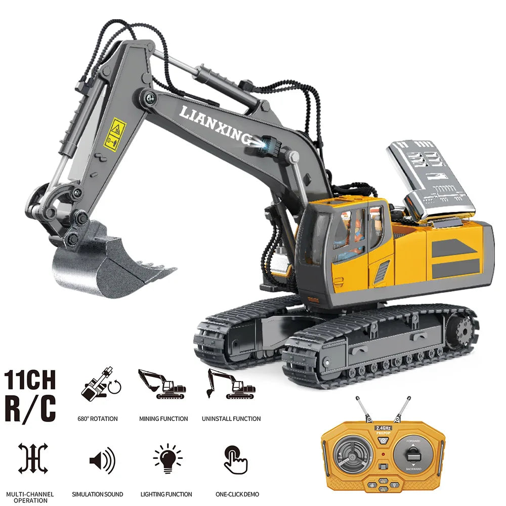 Camión volquete de aleación 1:24 9CH RC, vehículo de ingeniería, carretilla elevadora, excavadora pesada, coche de Control remoto, juguetes para niños, regalos