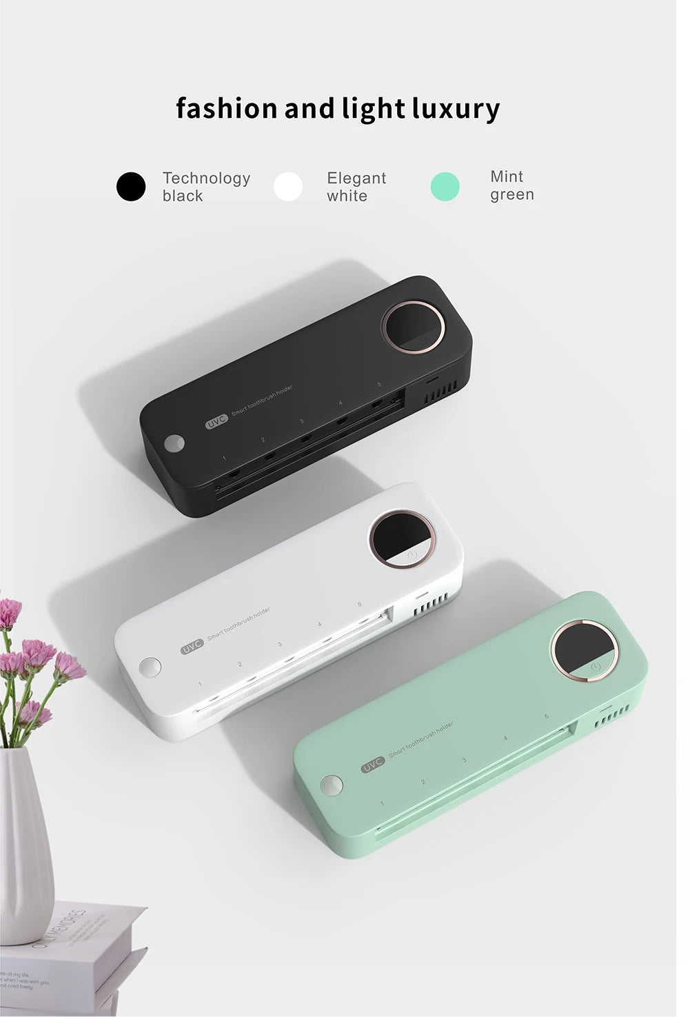 Nuevo Xiaomi UV cepillo de dientes navaja almacenamiento esterilizador pantalla LED soporte para cepillo de dientes recargable montaje en pared con accesorios de baño