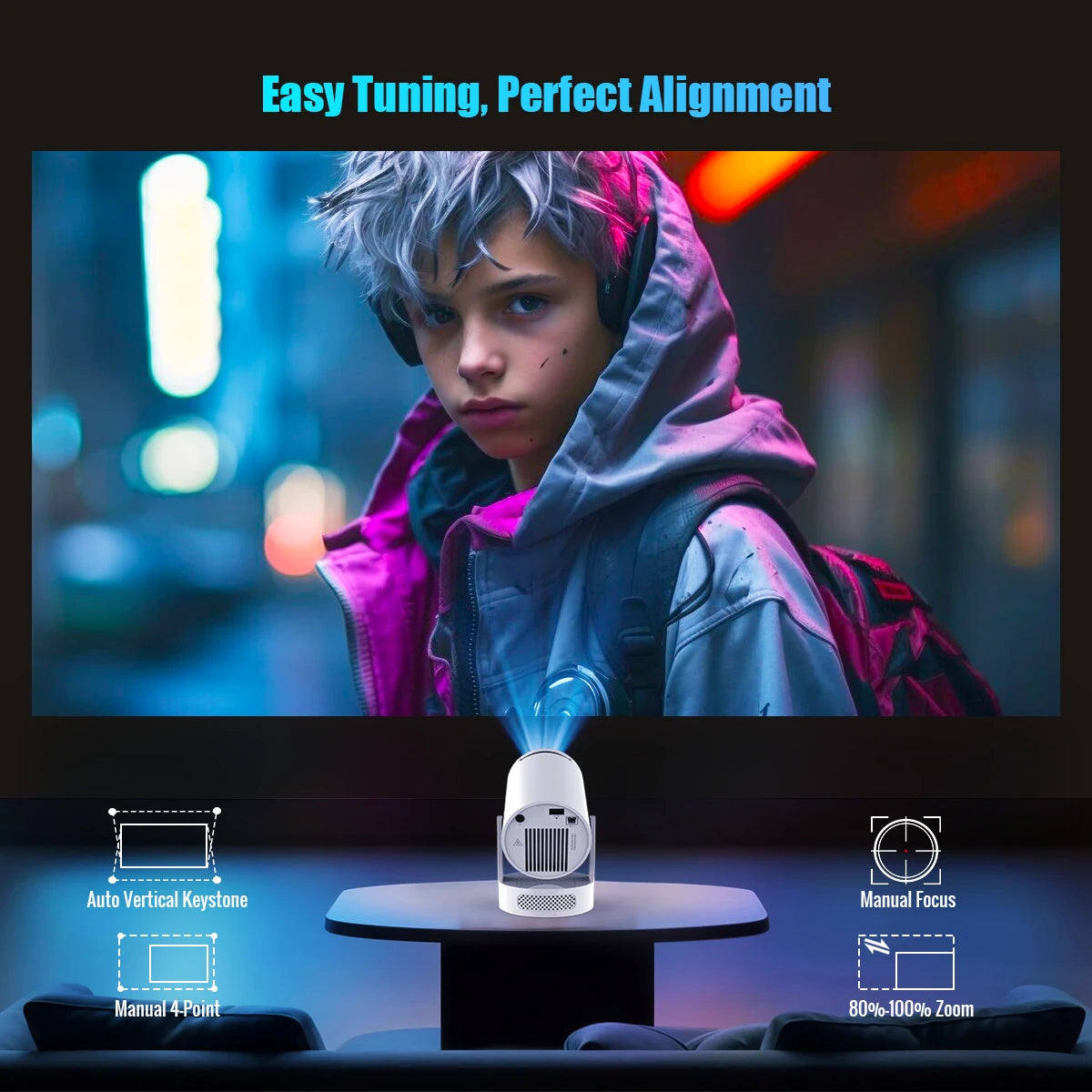Proyector Magcubic Android 11 4K, 720P HY300 Pro + Wifi Dual 290ANSI 180 ° Proyector portátil flexible