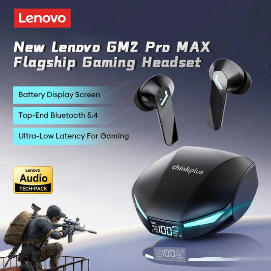 Nuevo Lenovo GM2 PRO MAX auriculares inalámbricos Bluetooth 5,4 pantalla Digital LED auriculares impermeables con cancelación de ruido auriculares para juegos