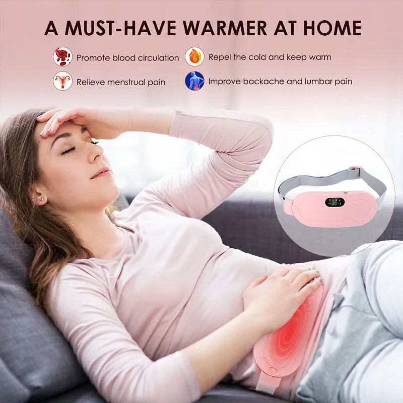 Cinturón calefactor, almohadillas térmicas menstruales, cinturón de alivio del período de compresión caliente, masaje de calefacción Abdominal recargable por USB
