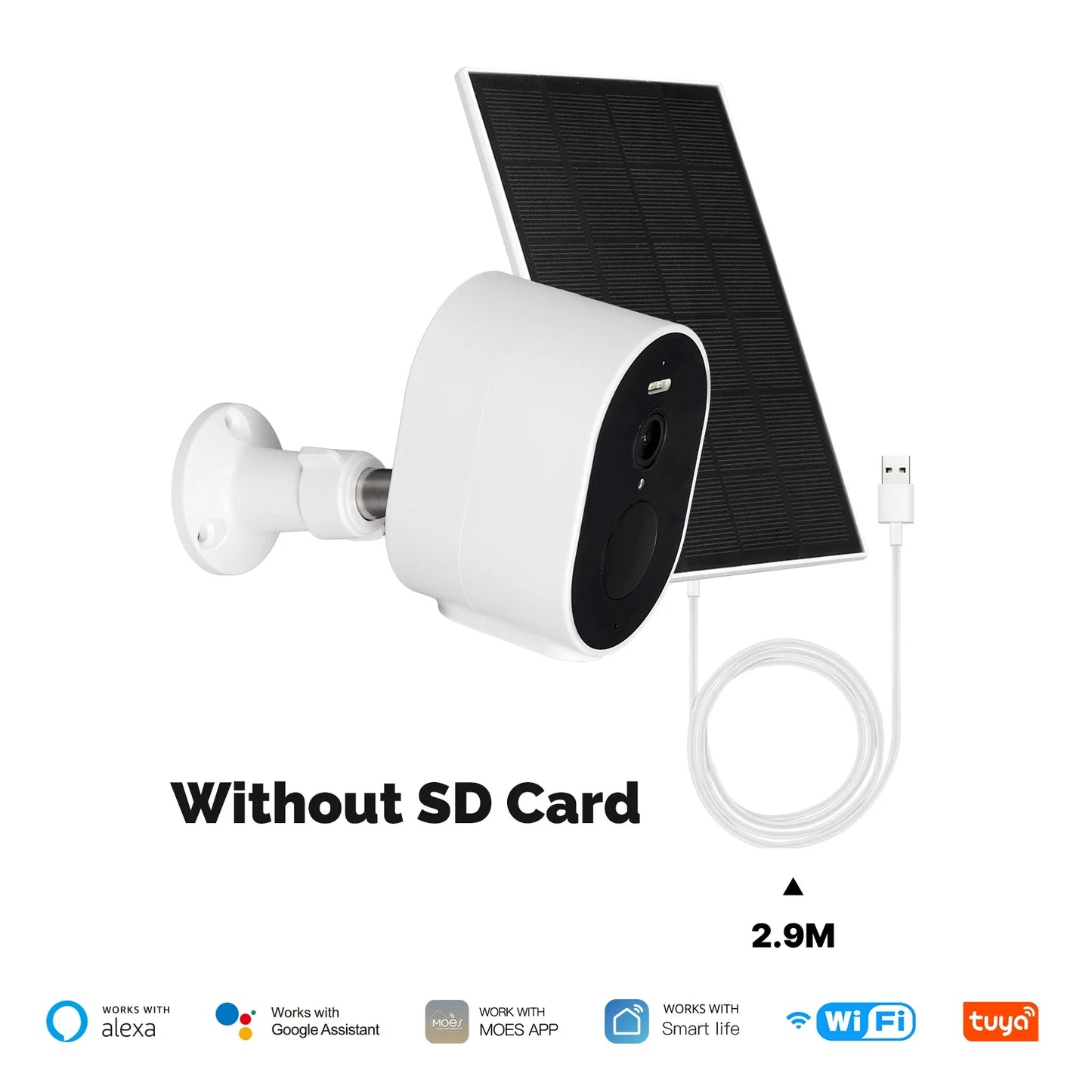 Cámara de seguridad HD inteligente carga Solar IP65 impermeable a todo Color visión nocturna funciona con Alexa Google Home, MOES Tuya WiFi 4MP HD