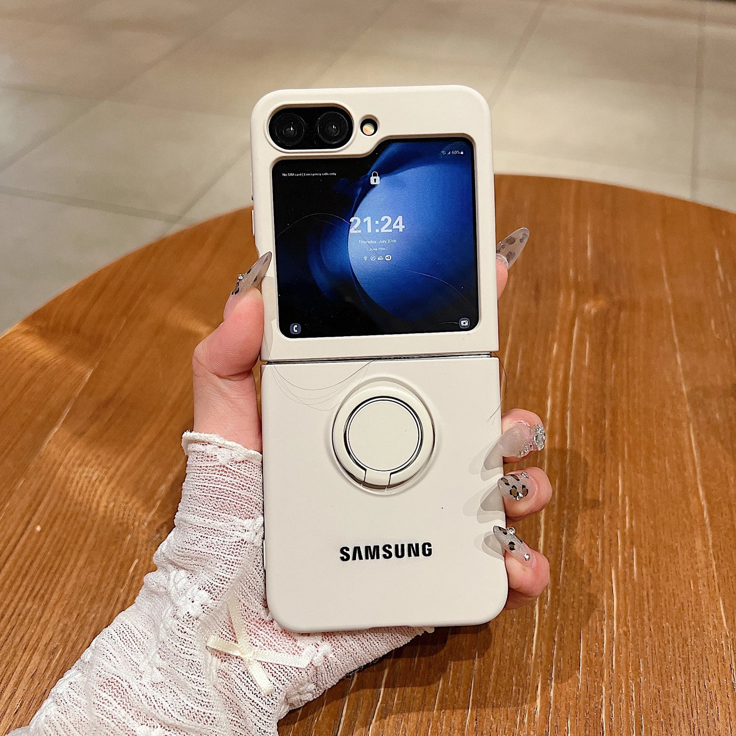 Funda de teléfono con soporte de anillo de silicona líquida de Color caramelo oficial de lujo Samsung Galaxy Z Flip 7 6 5 4 3 funda protectora a prueba de golpes