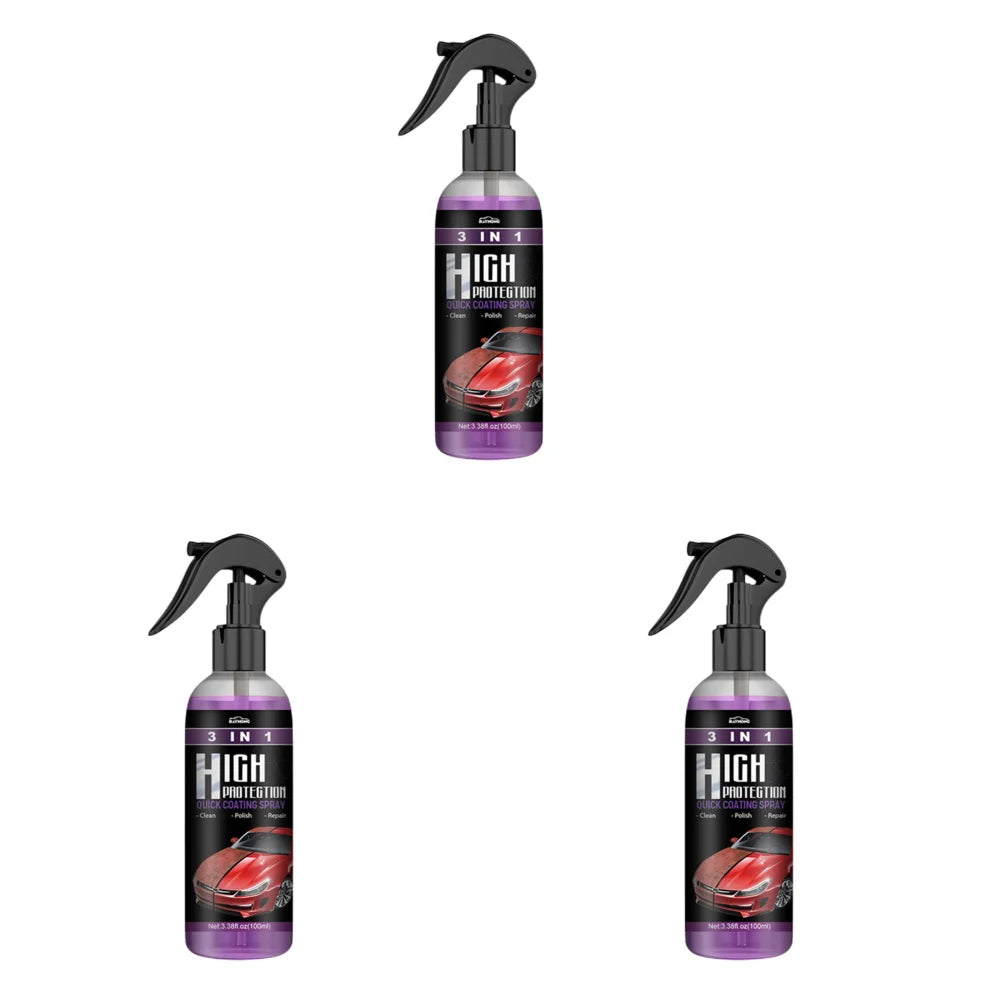 Espray de alta protección 3 en 1 para revestimiento de cerámica, aerosol de pulido de cera para coche, reparación rápida de arañazos finos, actualización de plástico