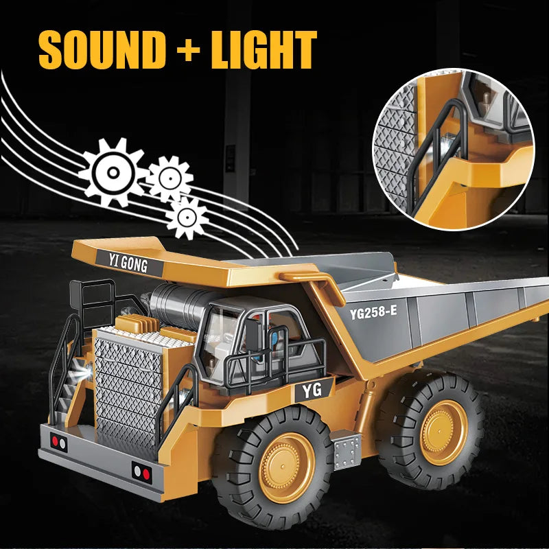 Camión volquete de aleación 1:24 9CH RC, vehículo de ingeniería, carretilla elevadora, excavadora pesada, coche de Control remoto, juguetes para niños, regalos