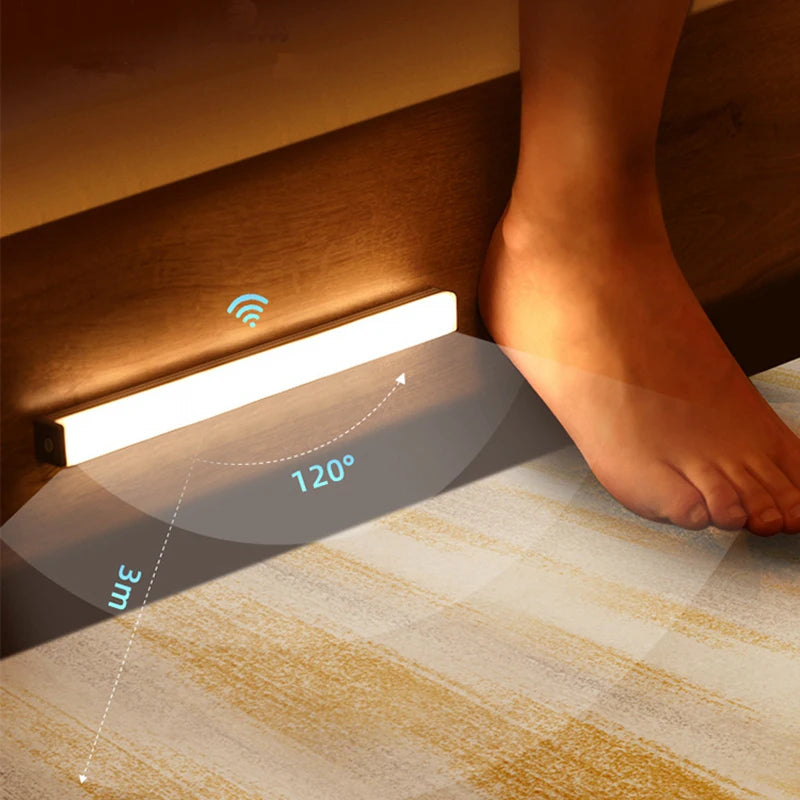 Luz LED nocturna inalámbrica con Sensor de movimiento, luz recargable tipo C para armario, lámpara de armario, retroiluminación de escalera para cocina LED