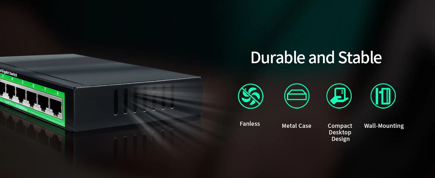 Conmutador Ethernet Gigabit gestionado por la nube, conmutador de red de 8 puertos, 48V, extensor de red POE de escritorio, 100/1000Mbps, SFP, interruptor gestionado por aplicación