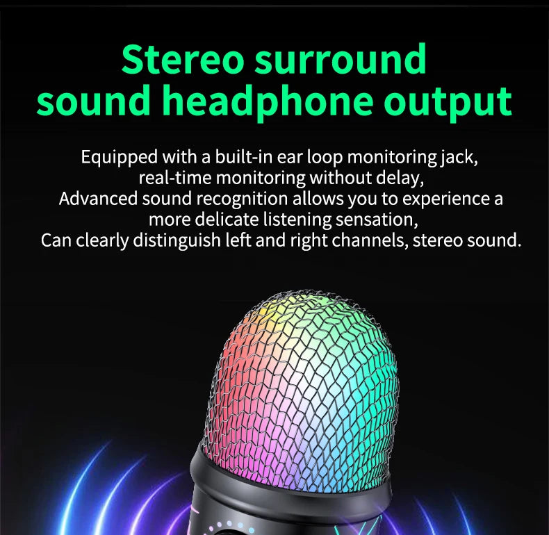Micrófono USB para juegos, micrófono para PC, Mac, PS4/5, micrófono de Podcast con Monitor silencioso RGB, reducción de ruido para grabar Streaming