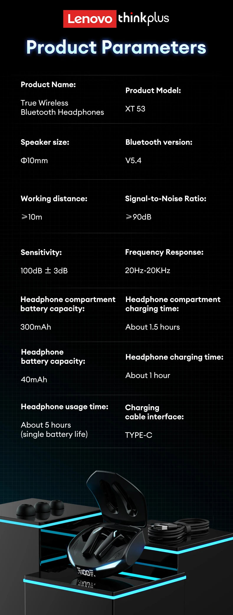 Nuevo Lenovo GM2 PRO MAX auriculares inalámbricos Bluetooth 5,4 pantalla Digital LED auriculares impermeables con cancelación de ruido auriculares para juegos