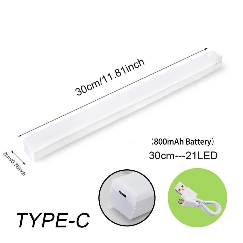 Luz LED nocturna inalámbrica con Sensor de movimiento, luz recargable tipo C para armario, lámpara de armario, retroiluminación de escalera para cocina LED